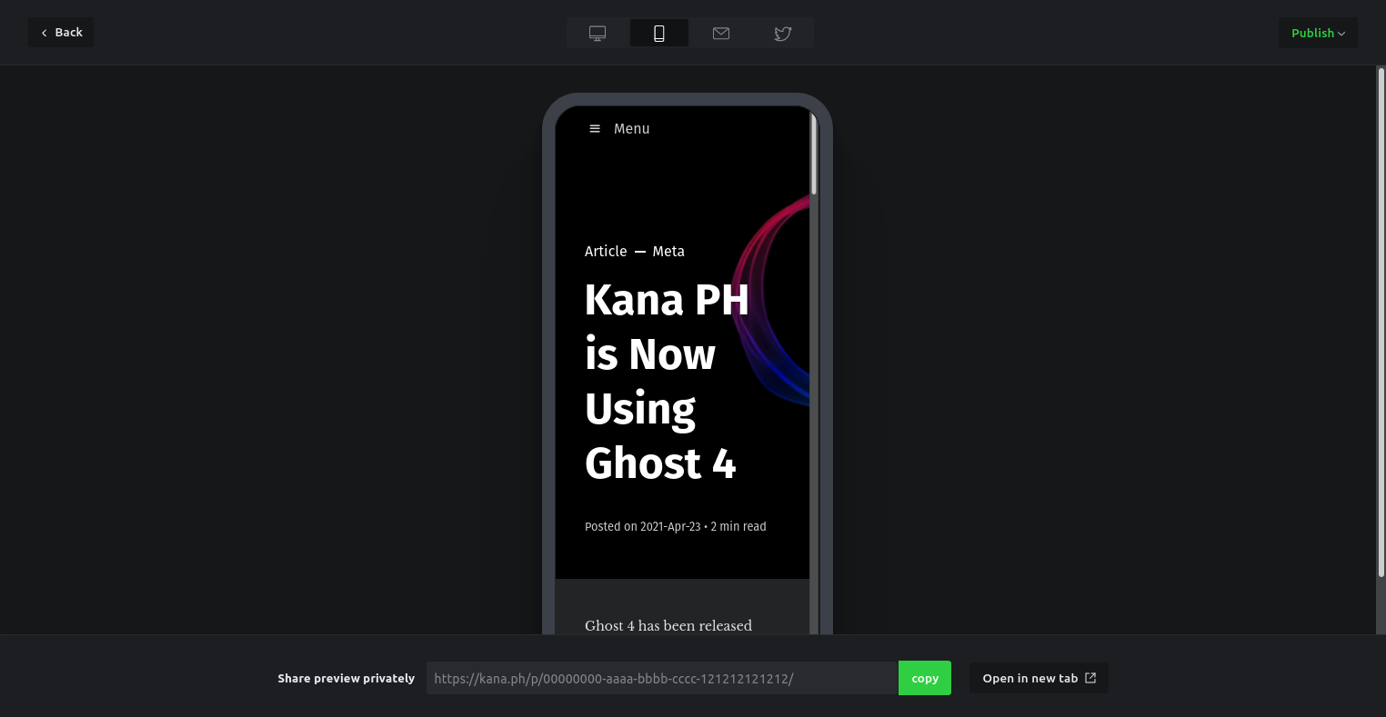 Kana PH is Now Using Ghost 4
